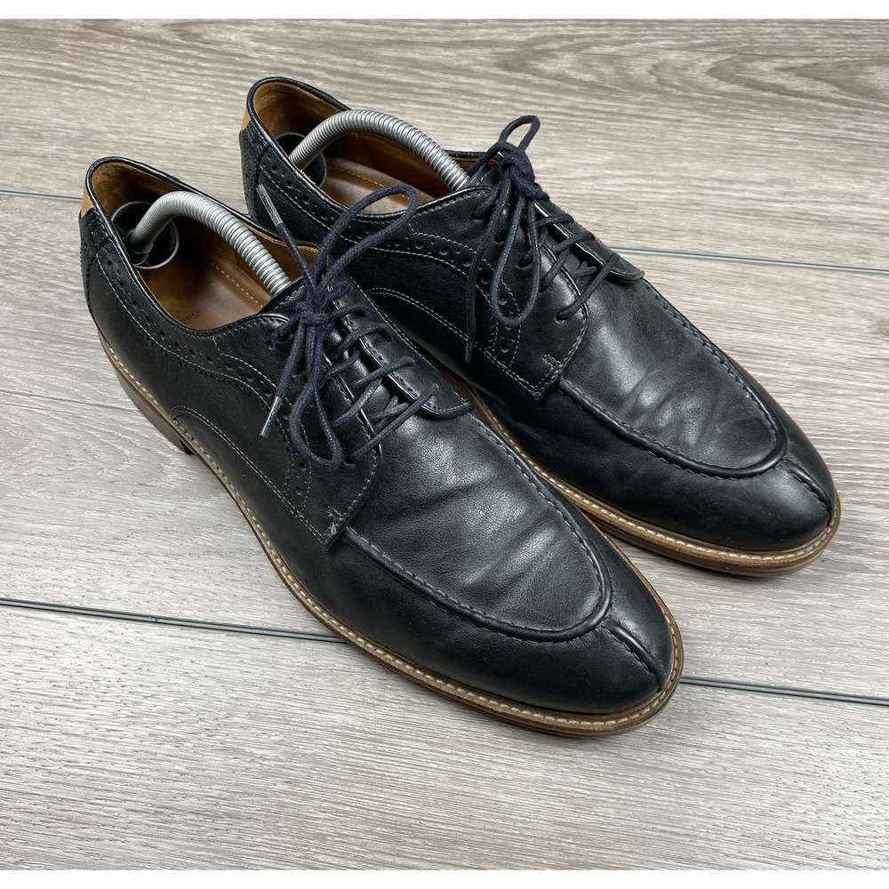 Johnston & Murphy Men's Sheepskin Warner Y Mac Lace Up Oxfords Black Size 10.5 D